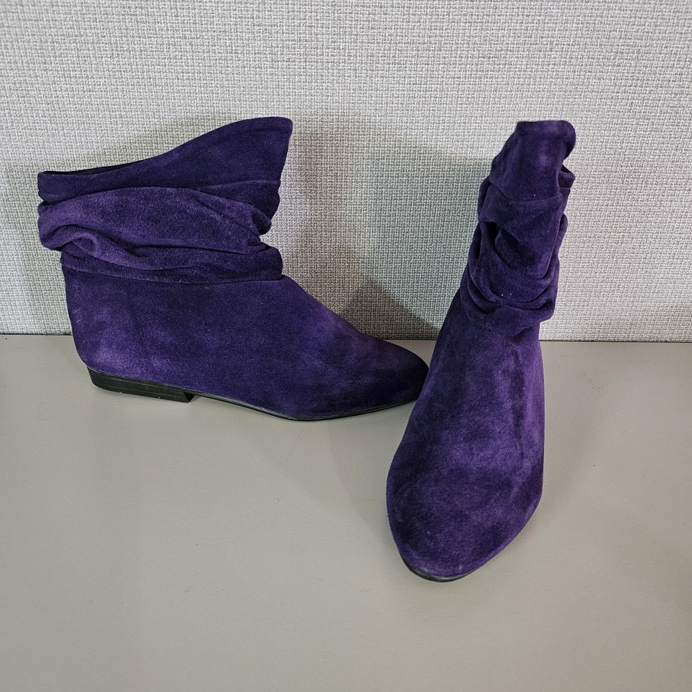 Vtg‎ Bellini Purple Suede Slouch Boots Pirate Glam Rocker Size 5.5 (Marked 6.5)